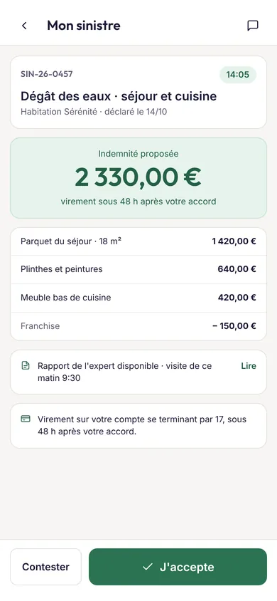Écran mobile de Client