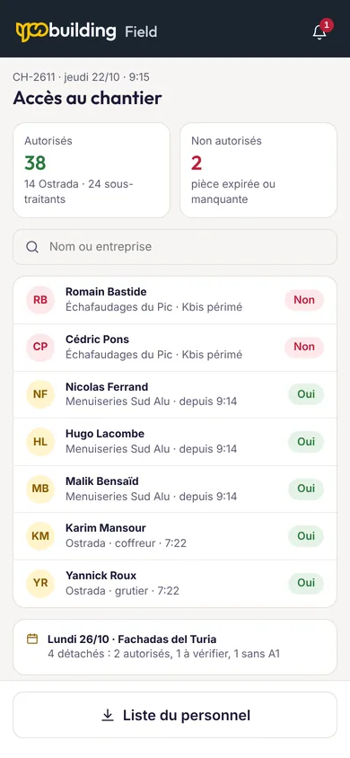 Écran mobile de Field