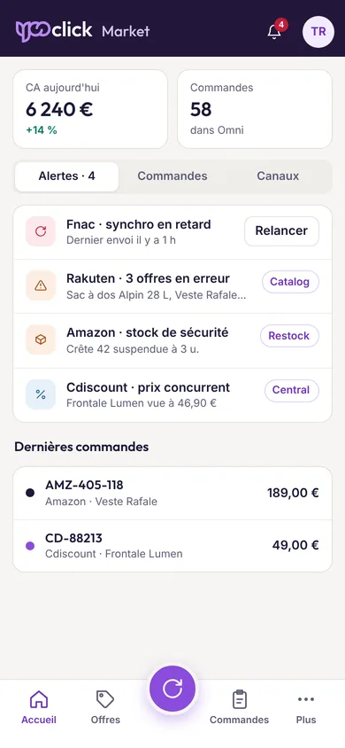 Écran mobile de Market