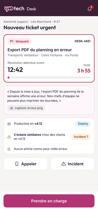 Écran mobile de Desk