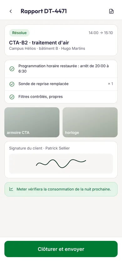 Écran mobile de Field
