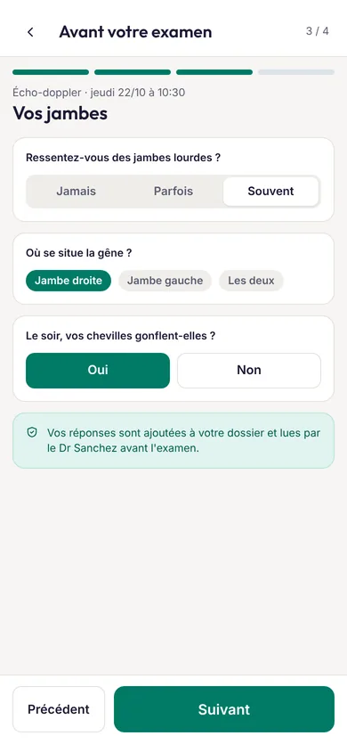 Écran mobile de Patient